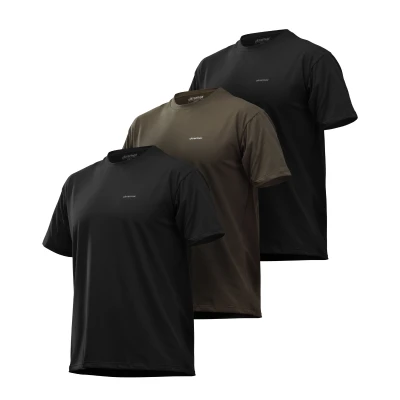 Комплект футболок Basic Military T-shirt. Cotton/Elastane, чорний - олива