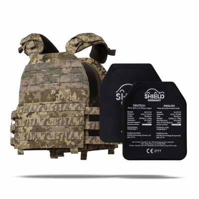 Бронежилет 6-го класса M.V.P. Вес 5.4 кг. Керамические плиты Shield Germany 2.65 кг. Пиксель (мм-14)