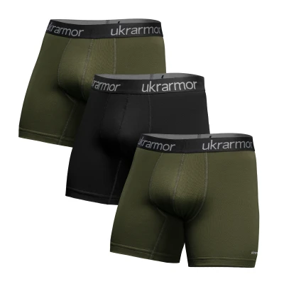 Комплект чоловічих трусів Soldier's Boxer (3 шт). Матеріал Charged Cotton. Олива - Чорний