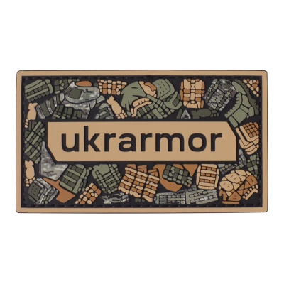 Патч (шеврон) з написом Ukrarmor, на липучці, кольоровий. М’який ПВХ пластик