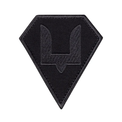 Шеврон (нашивка) двозуб Сил спеціальних операцій ЗСУ, 9х7.5 см. Сіро-чорний