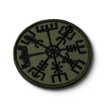 Шеврон (нашивка) Вегвізир компас вікінгів, 7х7 см. Олива 2