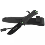 Нож Ganzo G8012V2 черный с паракордом и кресалом. Углеродистая сталь