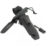 Ніж Ganzo G8012V2 чорний з паракордом та кресалом. Вуглецева сталь 5