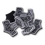 Шеврон (нашивка) Молот Тора на липучке, 10х8 см. Серо-черный 3