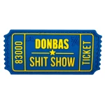 Патч (шеврон) «Білет Donbas Shit Show V1» від А.Т.А.К.А. x SANCHI. М’який ПВХ пластик. Жовто-блакитний